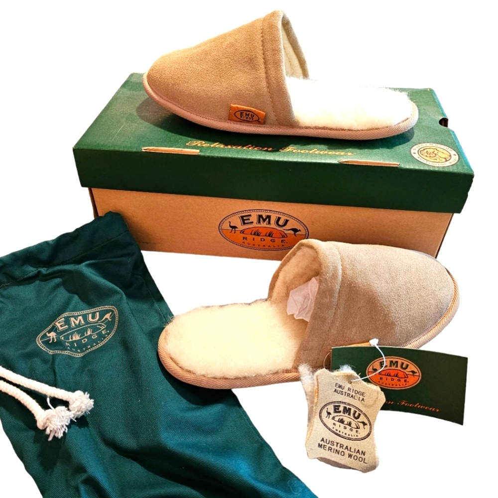 EMU Ridge Australia Slippers 100% Natural Super Merino Fleece Sz 6 NIB